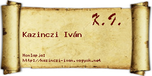 Kazinczi Iván névjegykártya
